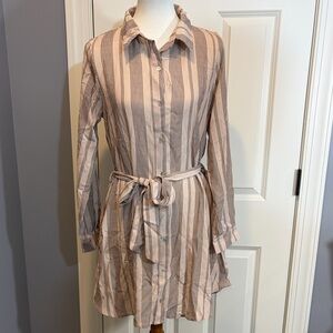Gilli Long Sleeve Striped Dress with Belt
